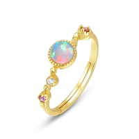 wholesale S925 Sterling Silver New Japanese-style Exquisite Opal Ring for Women, Simple Vintage Luxury Wholesale from Manufacturer-10K gold + swimming paint>Adjustable opening