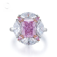 wholesale S925 Sterling Silver Bubblegum Pink Diamond 8*10 Radiant Ring for Women Cross-Border Dropshipping-R227 Bubble Gum Pink Diamond Ring  Size 7