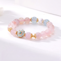 wholesale Silver Aquamarine Salt Source Agate Bracelet for Women, Literary, Fresh and Elegant Hand String, Gift for Female Best Friends and Couples, Accessory-0-1
