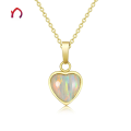 wholesale S925 Silver INS Style Heart-Shaped Opal OPAL Pendant White Opal Jewelry Necklace Pendant-0-0