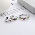 wholesale S925 Sterling Silver Korean-style Creative Resin Enamel Flower Color-Block Small Fresh Ins Style Ring Earrings-0-1