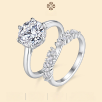 wholesale S925 Silver Cross-Border New Foreign Trade Stackable High-End Women's Ring That Does Not Fade, Moissanite Ring Popular in Europe and America-Moissanite US No. 8