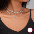 wholesale 925 Sterling Silver Cross-Border Exclusive Light Luxury High-End Feeling Necklace Heart-Shaped Colored Zircon Collarbone Chain Foreign Trade Jewelry for Women-0-0