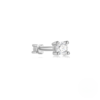 wholesale S925 Sterling Silver Single Zircon Studded Spiral Cartilage Ear Piercing Double-sided Stackable Earrings-Single platinum