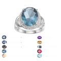 wholesale S925 Sterling Silver Natural Topaz Ring Fashion Luxury High-End Setting 6 Carat Colored Gemstone Ring-0-9