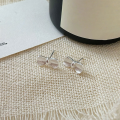 wholesale S925 Sterling Silver Korean-style Sandblasted Bow Earrings, Simple and Fashionable, Fresh and Delicate Earrings-0-5