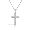 wholesale S925 Sterling Silver European and American Cross Pendant Moissanite Men's Unisex Trendy Classic Necklace-0-5