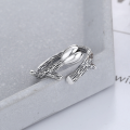 wholesale S925 Sterling Silver Retro Vintage Branches Textured 3D Lotus Bud Creative Adjustable Ring for Women-0-1