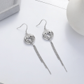 wholesale S925 Sterling Silver Ethnic Chinese Style Creative Auspicious Hollow-Out Tassel Elegant Earrings Trendy Design Earrings for Women-0-1