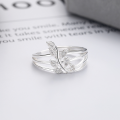 wholesale S925 Sterling Silver Korean Style Minimalist Leaf Ins Trendy Unique Design Small Stacking Ring-0-2
