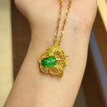 wholesale S925 silver gold-plated natural A-grade jade pendant necklace with gourd and butterfly design-0-7