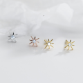 wholesale S925 sterling silver stud earrings for women, Korean-style ultra-sparkling delicate single diamond star, sweet and ethereal star earrings G6237-0-1
