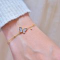 wholesale S925 sterling silver butterfly versatile small batch unique French-style luxury ankle chain for women's daily commute fashion-0-2
