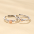 wholesale S925 Sterling Silver Versatile Sun and Moon Couple Rings with Engraving, Christmas Gift-0-0