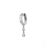 wholesale S925 Sterling Silver Zircon Accented Marquise Chain Link Ear Cuff, Versatile And Trendy-Single platinum 925 silver
