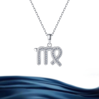 wholesale S925 Sterling Silver Cross-Border Virgo Pendant Moissanite Women's Necklace Silver Jewelry High-End Sense Accessories-Virgo (D-color moissanite)  925 silver