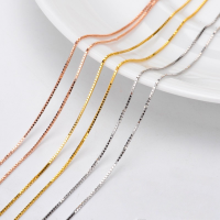 wholesale S925 Sterling Silver Maker's Fashion 08m Box Chain 40+5 Plain Silver Necklace Simple and Delicate for Pendant Decoration-08 Box Chain 40+5 (Rose Gold) >925 Silver