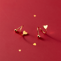 wholesale S925 Sterling Silver Earrings Women Korean Style Minimalist Small Heart Sweet Spiral Light Pearl Elegant Earrings G8899-S925 silver pair gold 925 silver
