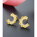 wholesale 925 Sterling Silver Diamond-Encrusted Letter C Stud Earrings, Ins Style Fairy Earrings, Korean Dongdaemun Internet-Famous Crystal Ear Accessories-0-3