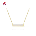 wholesale S925 Silver Japanese Minimalist Rectangular Synthetic Opal Necklace, Luxury Women's Opal Jewelry-0-4