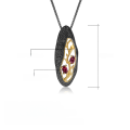 wholesale S925 Sterling Silver Natural Rose Quartz Necklace Pendant with Secret Garden Designer Style Branch-Inlaid Design-0-4