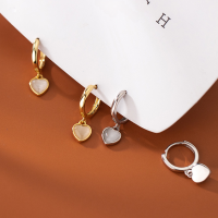 wholesale S925 Sterling Silver Ear Clasp Women's Korean Style Simple Sweet Little Fresh Love Synthetic Cat's Eye Stone Earrings G9423-S925 silver pair silver 925 silver