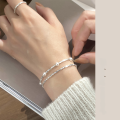 wholesale S925 Sterling Silver A Few Liang Broken Silver Swarovski Pearl Bracelet INS Minimalist Daily Commute Style Jewelry S6274-0-0