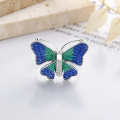 wholesale S925 Sterling Silver Resin Gradient Color Dancing Butterfly Ring, Elegant and Dazzling Women's Index Finger Ring-0-1