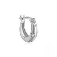 wholesale S925 Sterling Silver Ins Classic Zircon-inlaid Pentagram Octagram Hoop Ear Clasp Earrings-Single platinum #1 (8mm)  925 silver