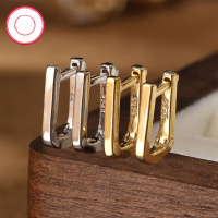 wholesale S925 Sterling Silver Amazon Foreign Trade European and American Square Ear Clasp Earrings, Niche Design, High-End Feel, Hoop Earrings, Minimalist Circle-Silver 925 silver