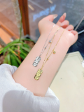 wholesale Sterling Silver S925 Chinese Style Ice Cube Small Gold Bar Necklace for Women, Fashionable and High-End, Niche Collarbone Chain-0-8