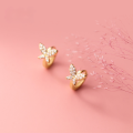 wholesale S925 Sterling Silver Korean-style Fresh Insect Inlaid Diamond Butterfly Sweet Earrings G8438-0-0