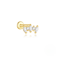 wholesale S925 Sterling Silver Geometric Marquise Cut Opal Threaded Flat Back Ear Bone Stud With Zircon Accent, Fast Selling On Aliexpress-Single gold #3