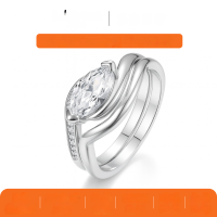 wholesale S925 Sterling Silver Moissanite Set with Marquise Cut Vintage High-End Combination Ring for Women, Exquisite and Luxurious, Dazzling-Gold 1 carat (with certificate)  7 US