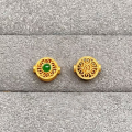 wholesale Gold-Plated S925 Silver Yang Green Jadeite Inlaid Spacer Beads Accessory Bracelet Necklace DIY Fittings Jade Round Bead Positioning Beads-0-10