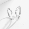 wholesale S925 metal irregular plain couple rings for men and women, minimalist and unique Valentine's Day gift for girlfriend-0-0