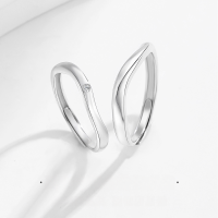 wholesale S925 metal irregular plain couple rings for men and women, minimalist and unique Valentine's Day gift for girlfriend-Missing You in the Wind Couple Ring/Approx. 3.01g&gt;PR002490 Sterling Silver