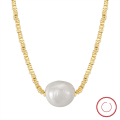 wholesale S925 Sterling Silver 14K Gold Crushed Silver Chain Baroque Pearl Necklace, Retro and High-End-0-4