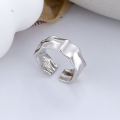 wholesale S925 Sterling Silver European and American Minimalist Tinfoil Textured Irregular Trendy Matching Open Adjustable Ring-0-0