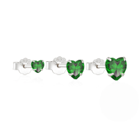 wholesale 925 Sterling Silver Classic Versatile Heart-shaped Zircon-accented Women's Earrings, 3-piece Set-Set of 3 - Platinum - Green Diamond &gt; 925 Silver