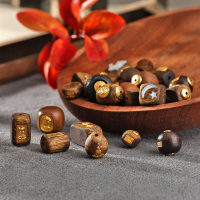 wholesale 925 Sterling Silver Gold-Plated Natural Agarwood Barrel Bead Old-Type Bead Pendant Necklace Extension Chain DIY Jewelry Accessories-3m agarwood bead cover