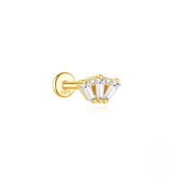 wholesale S925 Sterling Silver Geometric Irregular Zircon Cartilage Flat Head Spiral Ear Bone Stud-Single gold #8