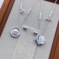 wholesale Fine Silver S999 Wealth God Attracting Fortune Ingot Necklace, Fashionable Retro Ethnic Style Niche Design Collarbone Chain Accessory-Yellow Dzambala Silver White Pure Silver