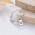 wholesale S925 Sterling Silver Retro Creative Style Cute Bear Pendant Elastic Design Ring Versatile Accessory for Women-0-1