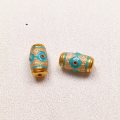 wholesale Metal: S925 silver gold-plated, enamel painted, oil-dripped, Tibetan bead barrel bead accessories bracelet DIY semi-finished spacer beads new special offer-0-10