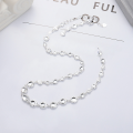 wholesale S925 Sterling Silver Trendy Korean Japanese Style Ins Geometric Bean Pendant Versatile Choker Necklace for Women-0-3