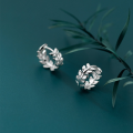 wholesale S925 Silver Forest-style Fresh Olive Branch Ear Studs Petite Elegant Leaf Hoop Earrings E7910-0-3