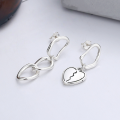 wholesale S925 Sterling Silver Korean-style Geometric Asymmetric Minimalist Heart Earrings, Creative Niche Design Earrings for Women-0-0