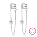 wholesale 925 Sterling Silver Small Moon and Star Earrings with Tassel and Crystal Accents, Women's Dainty Drop Earrings for-0-6
