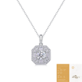 wholesale S925 Silver Fashion Square Pendant Necklace, Light Luxury High-End Cross-Border Best-Selling Moissanite Necklace for Women, Does Not Fade-0-6